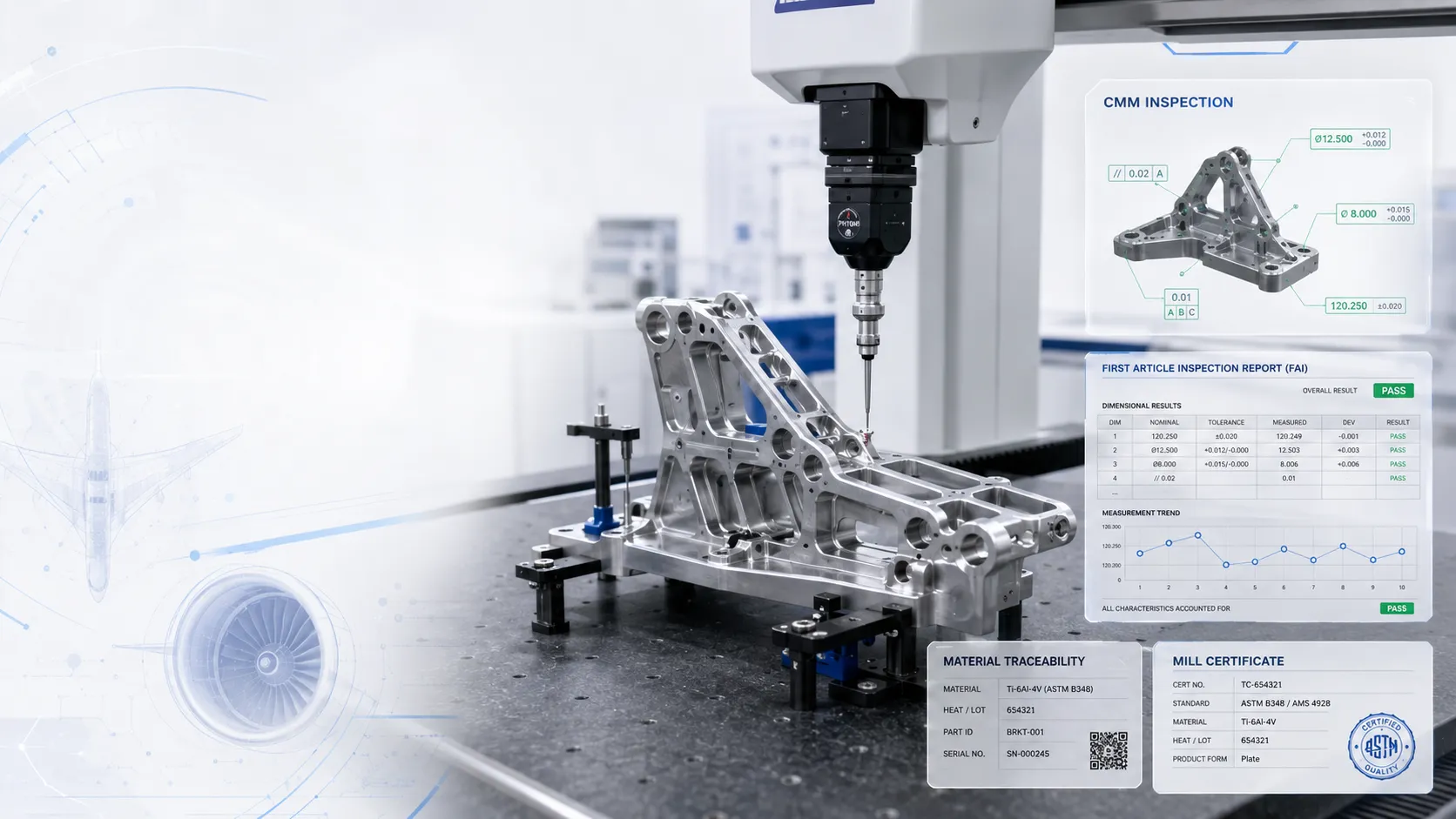 Aerospace CNC Machining Quality Control: CMM Inspection, FAI and Material Traceability