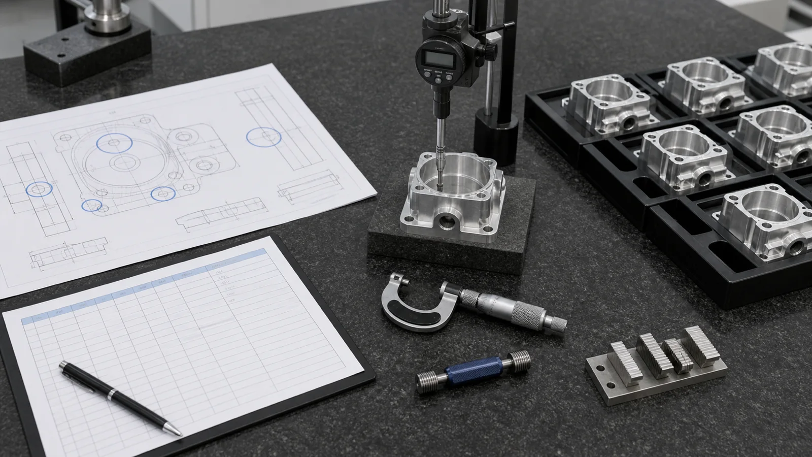 CNC machined parts, inspection tools, technical drawing, and quality report prepared before shipment CNC machined parts, inspection tools, technical drawing, and quality report prepared before shipment